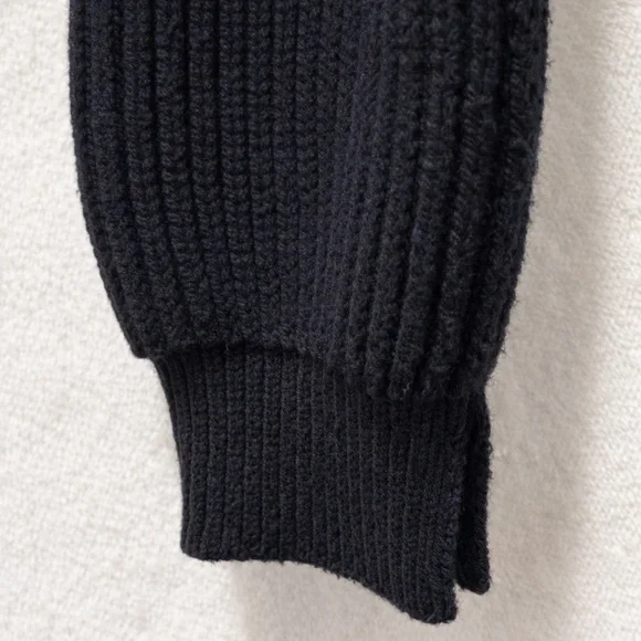 Marine Layer Black Ribbed Mock Neck Chevron Knit Sweater S - Picture 5 of 12